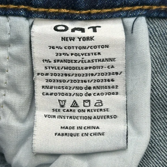 OAT NEW YORK NWT High Rise Wide Leg Jeans 10/30 Rhinestone Pocket Raw Hem - Picture 13 of 16